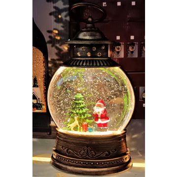 Mikulás Hógömb Dísztárgy Karácsonyfával Elemes Zenél
