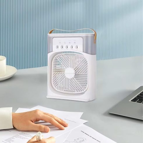 Hordozható Léghűtő Hordozható Ventilátor 3 Szélsebességgel 5 Spray -Mód 7 Led -Es Fény Párologtató Mini Ventilátor hűtő Készülék 26 cm