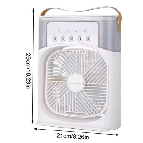 Hordozható Léghűtő Hordozható Ventilátor 3 Szélsebességgel 5 Spray -Mód 7 Led -Es Fény Párologtató Mini Ventilátor hűtő Készülék 26 cm