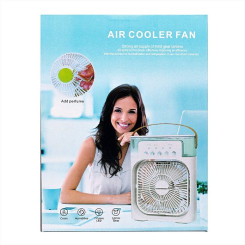 Hordozható Léghűtő Hordozható Ventilátor 3 Szélsebességgel 5 Spray -Mód 7 Led -Es Fény Párologtató Mini Ventilátor hűtő Készülék 26 cm