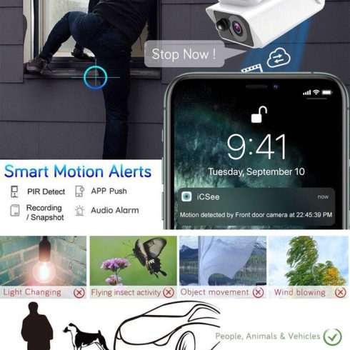 Napelemes Térfigyelő Kamera, Full HD 4MP, Éjjellátó 10m, PIR Érzékelő, Időjárásálló IP66, Kétirányú Hang Fantasztikus Áron