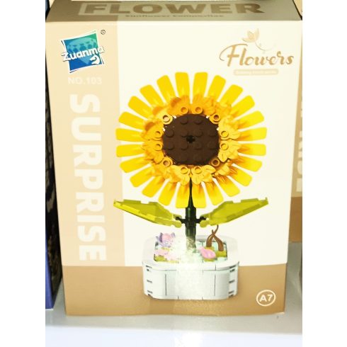 Építőjáték készlet Napraforgó cserépben Kreatív dísz, 16x6,2 cm, Sárga Tökéletes ajándék