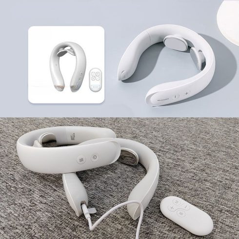 Nyaki gerinc masszírozó, 6 üzemmód, 15 sebesség, meleg borogatás, EMS mikroáram, vezeték nélküli távirányító, 800 mAh akkumulátor, 137 g, kényelmes anyag