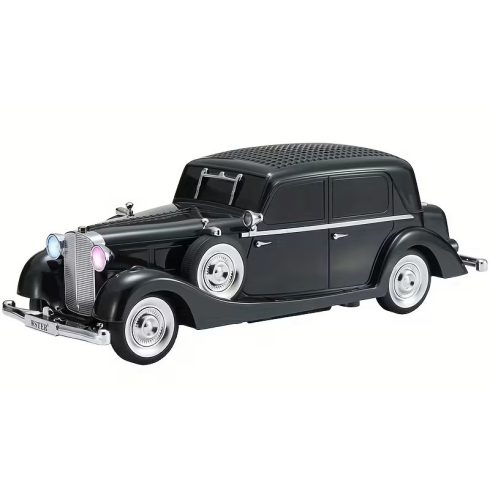 Új Vintage Retro alakú vezeték nélküli hangszóró, hordozható Oldsmobil zenelejátszó gördülő kerekekkel és világító hangszórókkal