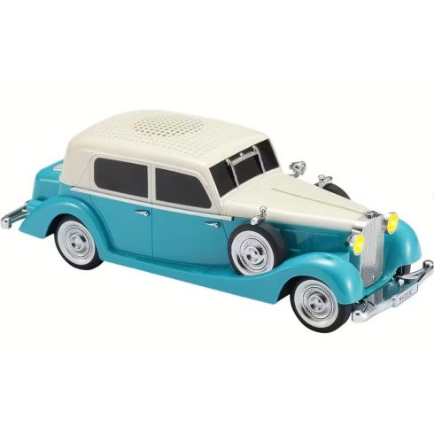 Új Vintage Retro alakú vezeték nélküli hangszóró, hordozható Oldsmobil zenelejátszó gördülő kerekekkel és világító hangszórókkal