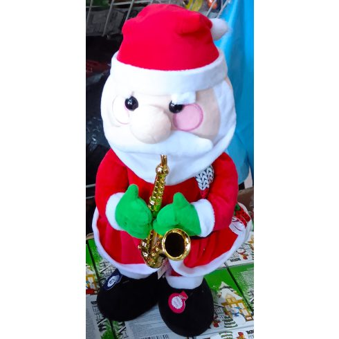 Szaxofonozó Plüss Mikulás Játék Zenél Táncol Karácsonyra Karácsonyi Ajándék 32 Cm