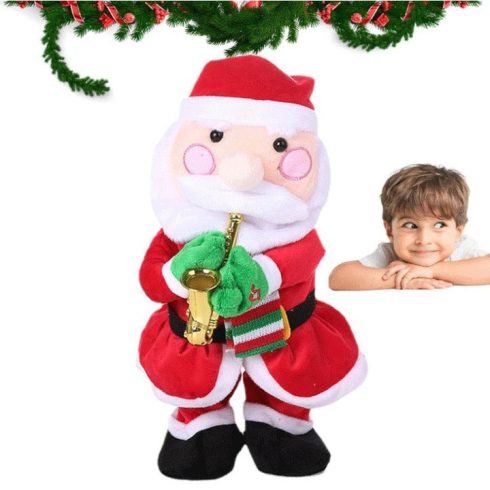 Szaxofonozó Plüss Mikulás Játék Zenél Táncol Karácsonyra Karácsonyi Ajándék 32 Cm