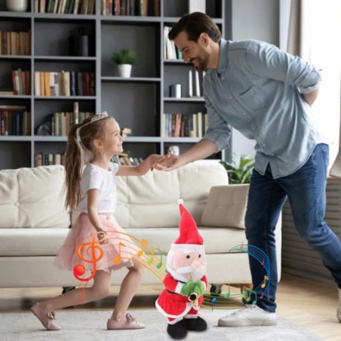 Szaxofonozó Plüss Mikulás Játék Zenél Táncol Karácsonyra Karácsonyi Ajándék 32 Cm