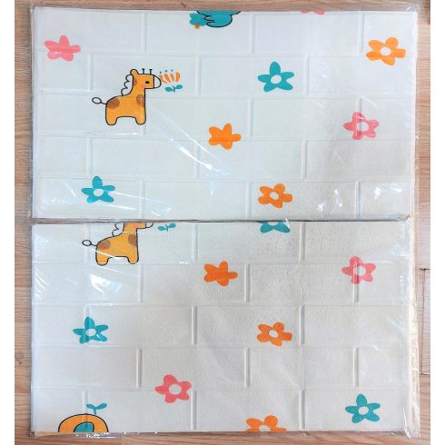 10 Darab Öntapadós 3D falmatrica Tapéta Pónis Virágos Állatos tégla mintával Gyerek Szobába 70x 70 x 0,6 cm-es méretben