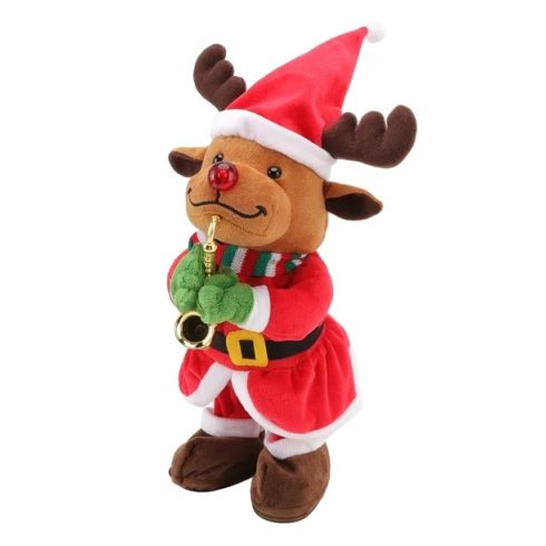 Szaxofonozó Plüss Rénszarvas Játék Zenél Táncol Karácsonyra Karácsonyi Ajándék 32 Cm
