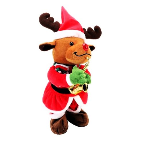 Szaxofonozó Plüss Rénszarvas Játék Zenél Táncol Karácsonyra Karácsonyi Ajándék 32 Cm