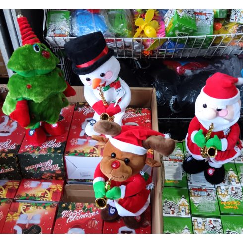 Szaxofonozó Plüss Rénszarvas Játék Zenél Táncol Karácsonyra Karácsonyi Ajándék 32 Cm