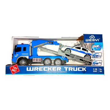   Police Rescue Truck 38Cm Autómentő Teherautó Játék Rendőrautóval Darus Emelővel Hang és Világítás