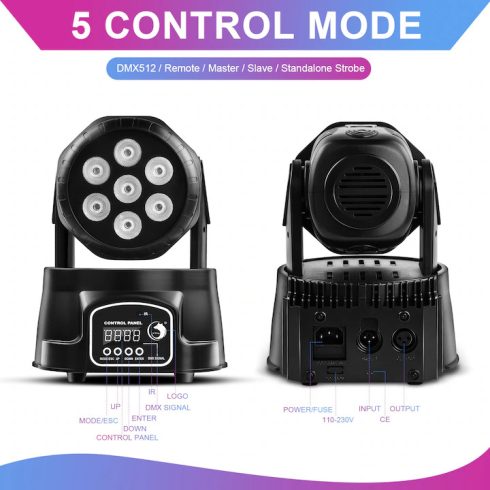 Színpadi lámpa RGBW effektekkel 105W távirányító fekete