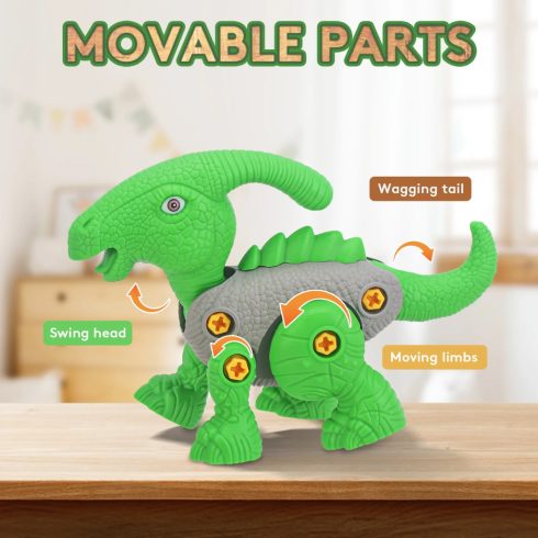 Rirool 4 Darabos Szétszedhető Dinoszaurusz Játék Szett Játék Szerelő Készlet Csavarhúzóval a legjobb ajándék 3-7 éves fiúknak és lányoknak