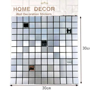   5 darab 3D Öntapadós Ragasztható Silver Ezüst Mozaik - Csempe - Ritka Strassz Berakással Mozaik Panel 30 X 30 C