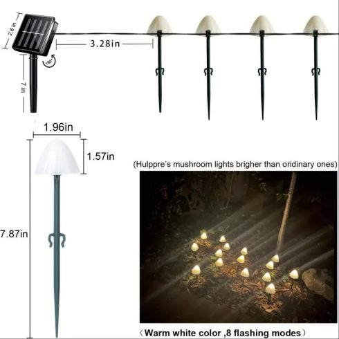 Napelemes Solar Gombalámpa 10 Darab Szett Kültérre Hidegfehér és Színes Választható