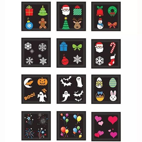 Eredeti Star Shower Slide Show Led projektor, kültéri kivetítő, 12 ünnepi mintával