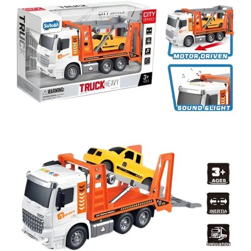 Subian Lendkerekes Merci 1:16 Közúti Segélyszolgálat Teherautó Autóval és Lámpákkal