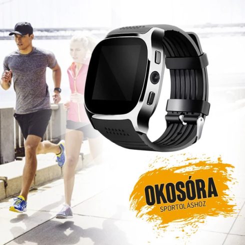 T8 Bluetooth Okosóra Sportoláshoz Fekete
