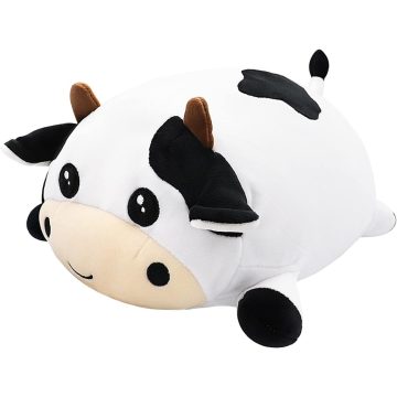  Óriás Tehén Plüssjáték tehén Plüss Párna 35 cm-es kitömött tehén plüss gyerekeknek, karácsonyi születésnapi ajándékok (kerek szemű)