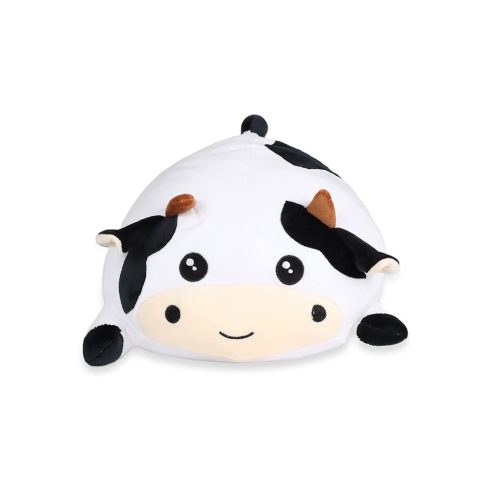 Óriás Tehén Plüssjáték tehén Plüss Párna 35 cm-es kitömött tehén plüss gyerekeknek, karácsonyi születésnapi ajándékok (kerek szemű)