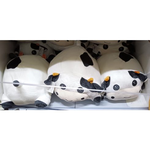 Óriás Tehén Plüssjáték tehén Plüss Párna 35 cm-es kitömött tehén plüss gyerekeknek, karácsonyi születésnapi ajándékok (kerek szemű)