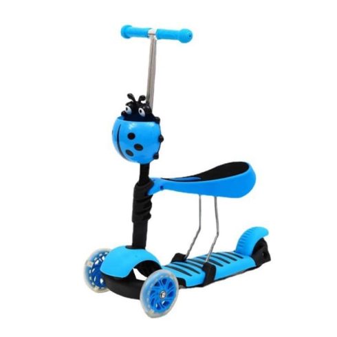 Univerzális Gyerek roller 3 az1-ben katicabogár, LED-es kerekekkel Zöld Kék Színekben