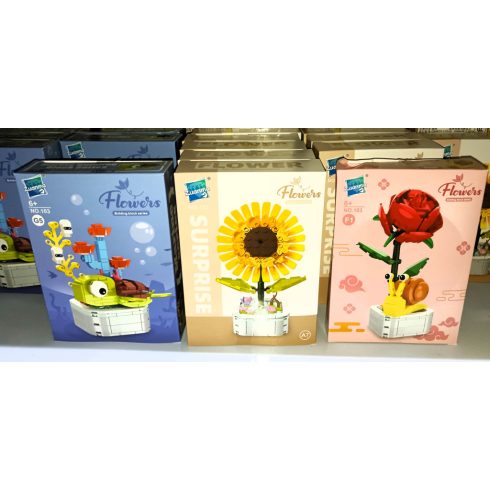 Építőjáték készlet Vörös Rózsa cserépben Kreatív dísz, 16x6,2 cm  Tökéletes ajándék